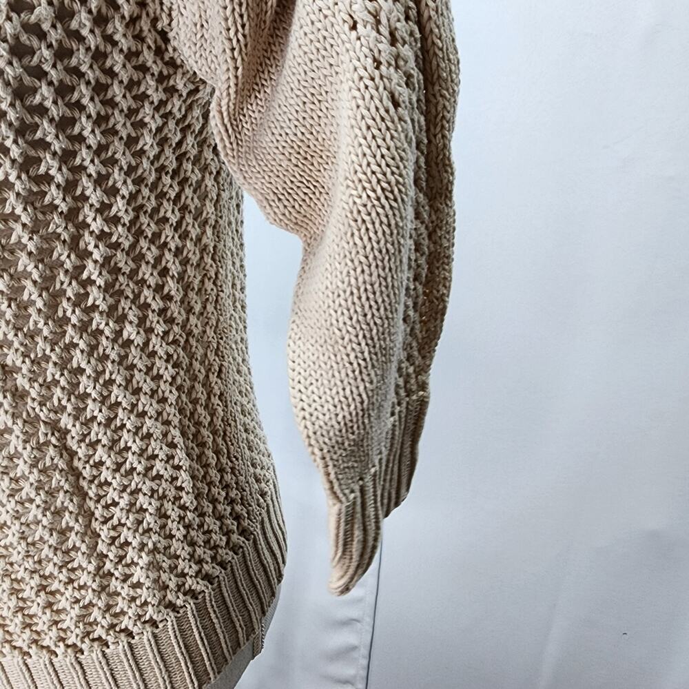 GAP Sweater Women’s Small/Med Tan Button-Up Cardigan Open Knit Sheer Lightweight - Picture 4 of 11